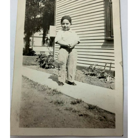 Young Boy Posing on Walkway Sidewalk 1930s Vintage Photograph Lot of 3 - Picture 8 of 8